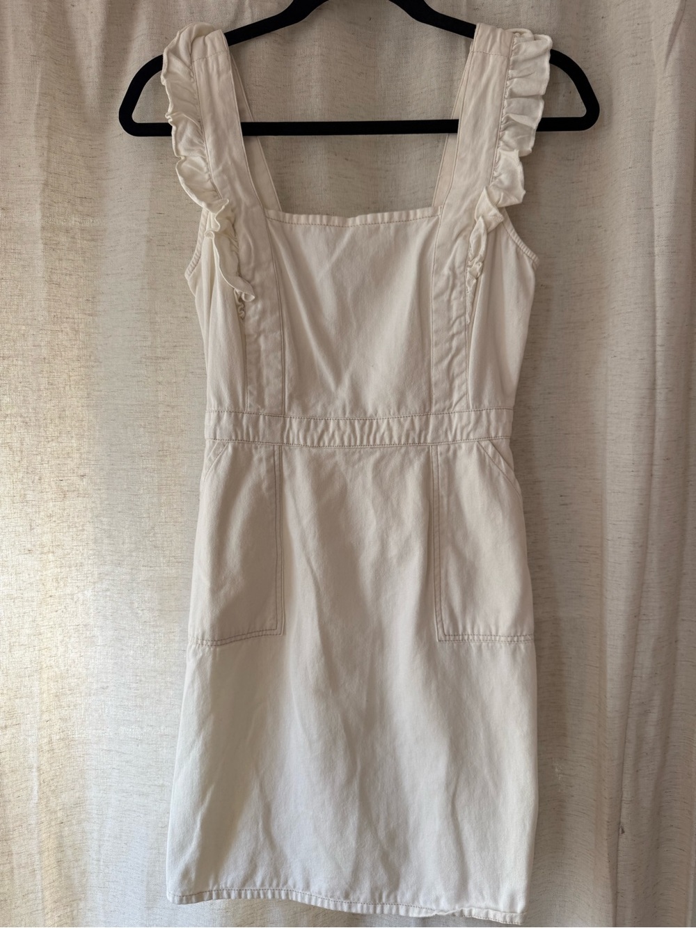 Japna Cream Ruffle Strap Mini Dress